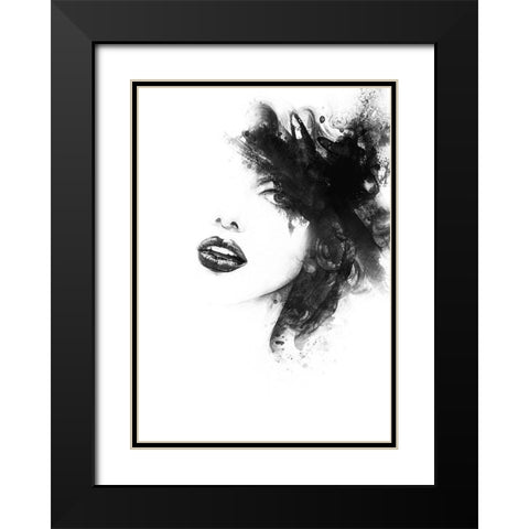 Shadow Girl Black Modern Wood Framed Art Print with Double Matting by Incado