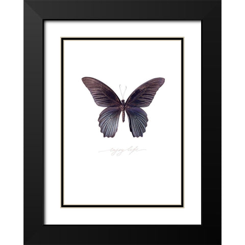 Enjoy Life Black Modern Wood Framed Art Print with Double Matting by TypeLike