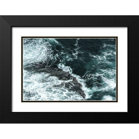 Waves II Black Modern Wood Framed Art Print with Double Matting by PhotoINC Studio