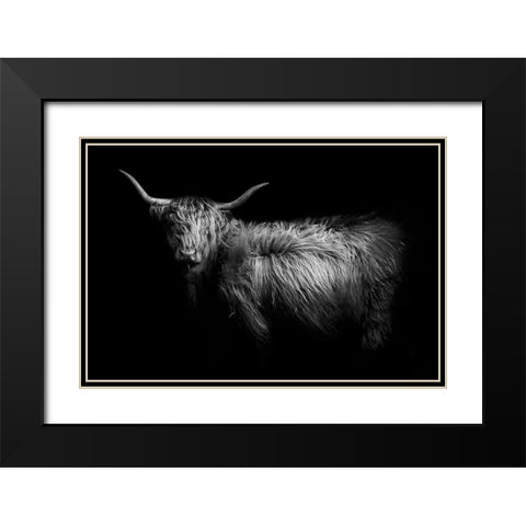 Hello Black Modern Wood Framed Art Print with Double Matting by PhotoINC Studio