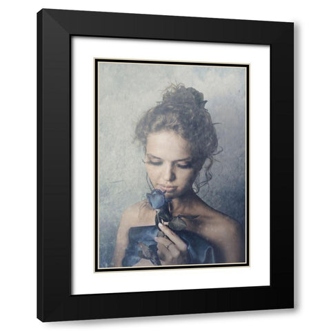 Dark Rose Black Modern Wood Framed Art Print with Double Matting by PhotoINC Studio