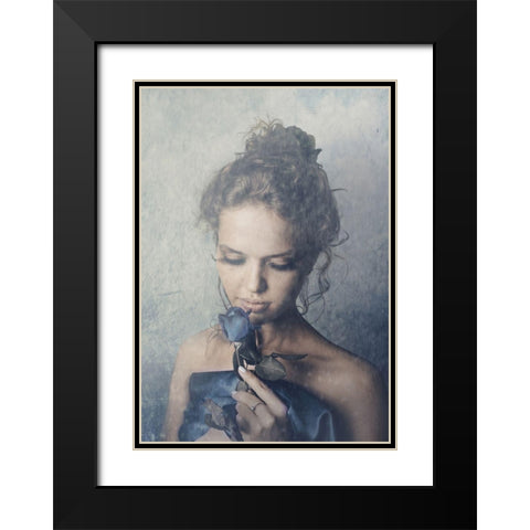 Dark Rose Black Modern Wood Framed Art Print with Double Matting by PhotoINC Studio