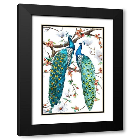 Paradis Birds I Black Modern Wood Framed Art Print with Double Matting by Incado
