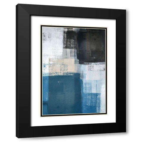 Abstract Blue II Black Modern Wood Framed Art Print with Double Matting by Incado