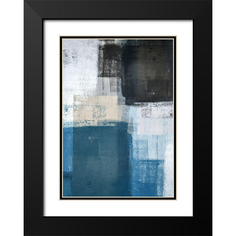Abstract Blue II Black Modern Wood Framed Art Print with Double Matting by Incado