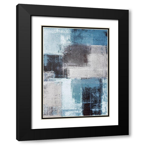 Abstract Blue III Black Modern Wood Framed Art Print with Double Matting by Incado