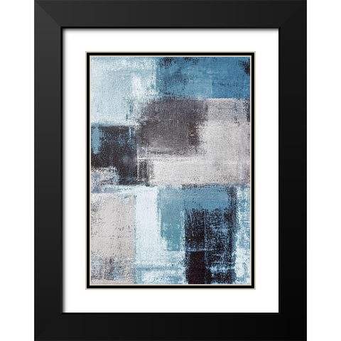 Abstract Blue III Black Modern Wood Framed Art Print with Double Matting by Incado