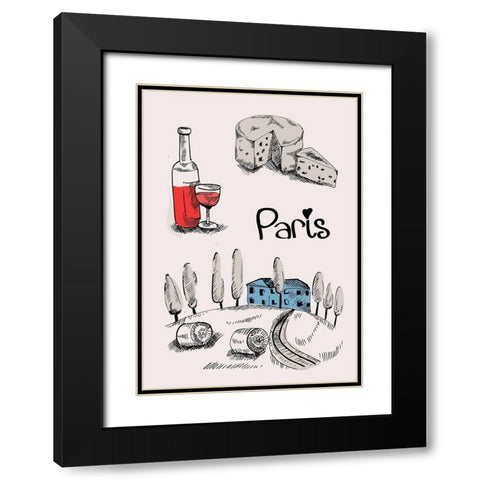 Paris I Black Modern Wood Framed Art Print with Double Matting by TypeLike