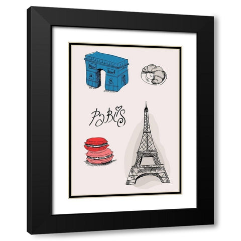 Paris III Black Modern Wood Framed Art Print with Double Matting by TypeLike