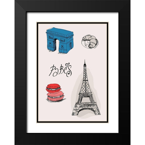 Paris III Black Modern Wood Framed Art Print with Double Matting by TypeLike