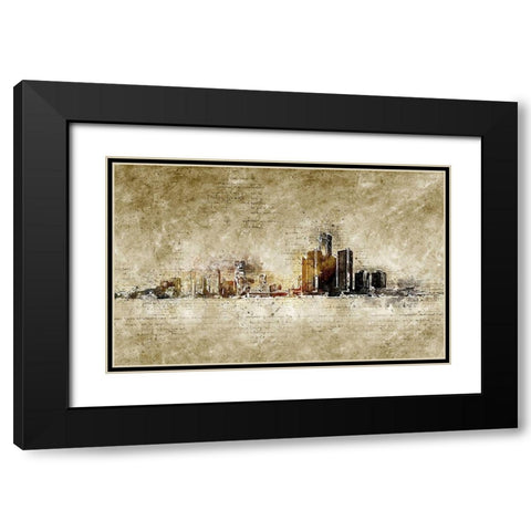 Detroit Black Modern Wood Framed Art Print with Double Matting by Incado