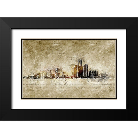 Detroit Black Modern Wood Framed Art Print with Double Matting by Incado