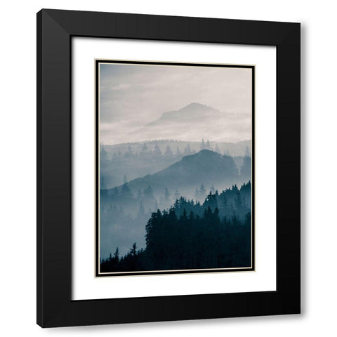 Blue Mountains I Black Modern Wood Framed Art Print with Double Matting by PhotoINC Studio