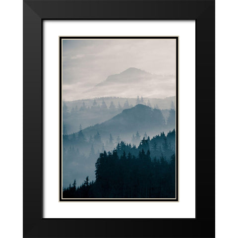 Blue Mountains I Black Modern Wood Framed Art Print with Double Matting by PhotoINC Studio