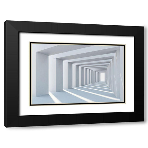 Cube Black Modern Wood Framed Art Print with Double Matting by PhotoINC Studio