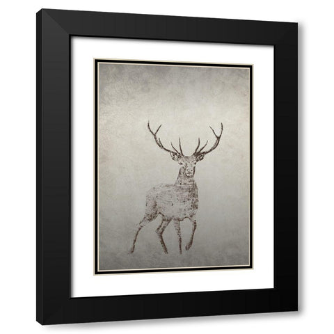 Deer Black Modern Wood Framed Art Print with Double Matting by Incado