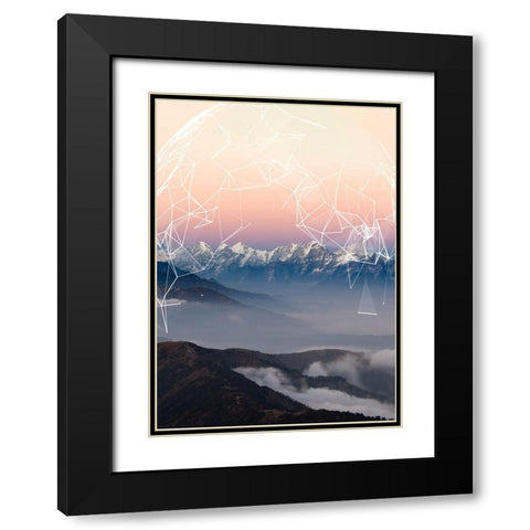 Geo Mountain Black Modern Wood Framed Art Print with Double Matting by GeoMania