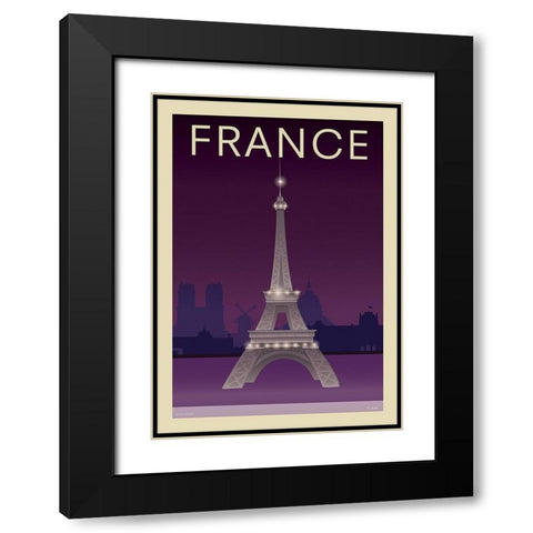 Eiffel Tower Black Modern Wood Framed Art Print with Double Matting by Incado