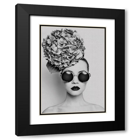 Petunia Black Modern Wood Framed Art Print with Double Matting by Incado
