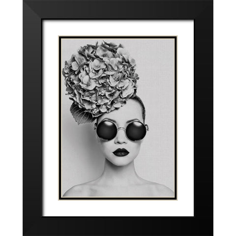 Petunia Black Modern Wood Framed Art Print with Double Matting by Incado