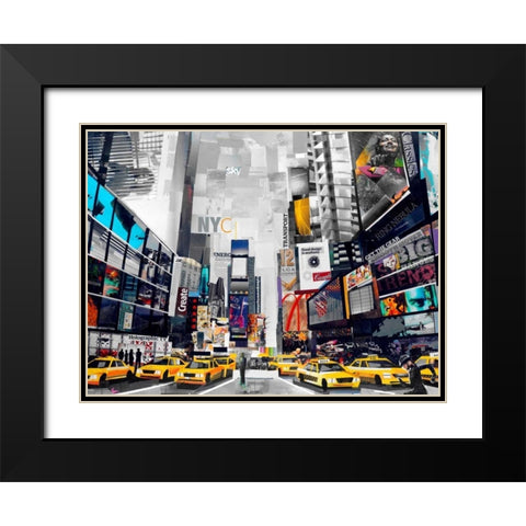 Times Square Black Modern Wood Framed Art Print with Double Matting by Grey, James