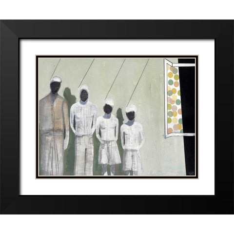 Stay Black Modern Wood Framed Art Print with Double Matting by Olesen, Nicolai Kubel