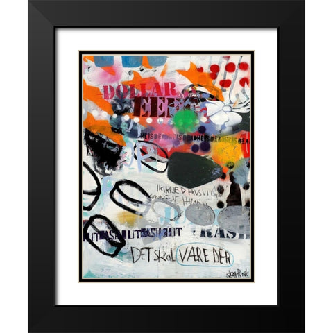 Discs Black Modern Wood Framed Art Print with Double Matting by Punk, Sean