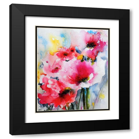 Summer Poppies II Black Modern Wood Framed Art Print with Double Matting by Johannesson, Karin