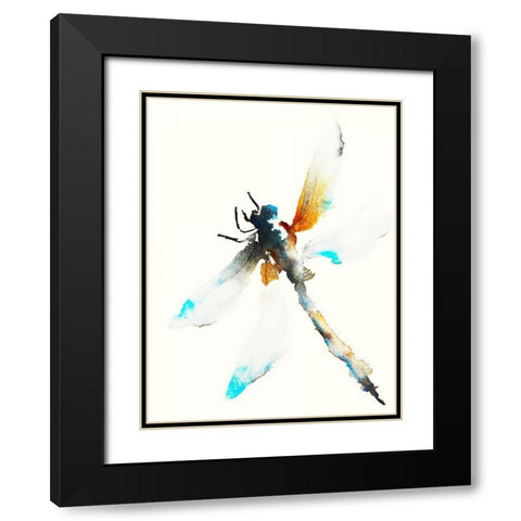 Blue and Brown Dragonfly Black Modern Wood Framed Art Print with Double Matting by Johannesson, Karin