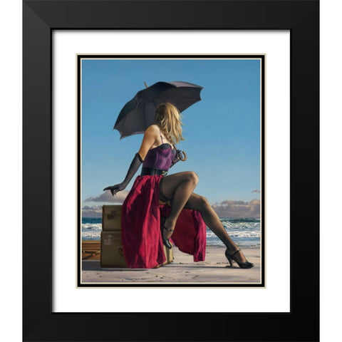 On Crescent Beach Black Modern Wood Framed Art Print with Double Matting by Kelley, Paul