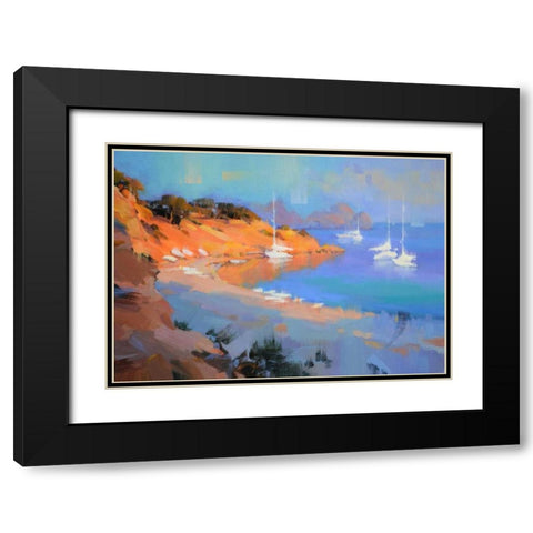 Evening Boats Black Modern Wood Framed Art Print with Double Matting by Krioutchkov, Alex Hook