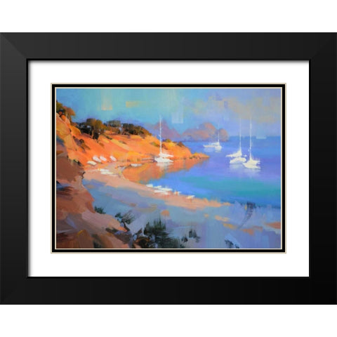 Evening Boats Black Modern Wood Framed Art Print with Double Matting by Krioutchkov, Alex Hook