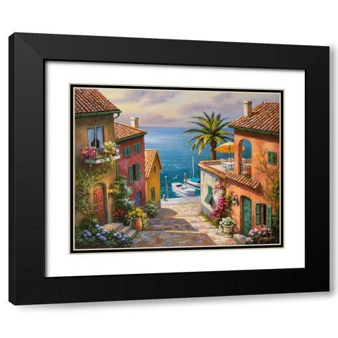 The Villaâ€™s Private Dock Black Modern Wood Framed Art Print with Double Matting by Kim, Sung