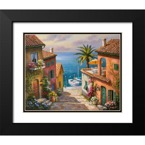 The Villaâ€™s Private Dock Black Modern Wood Framed Art Print with Double Matting by Kim, Sung