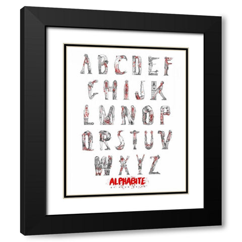 Alphabite Black Modern Wood Framed Art Print with Double Matting by Keith, Doug