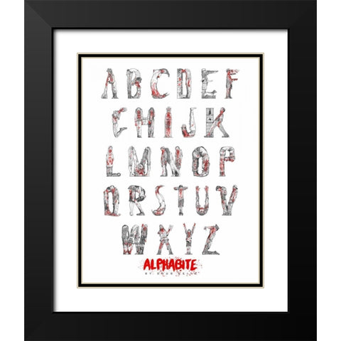 Alphabite Black Modern Wood Framed Art Print with Double Matting by Keith, Doug