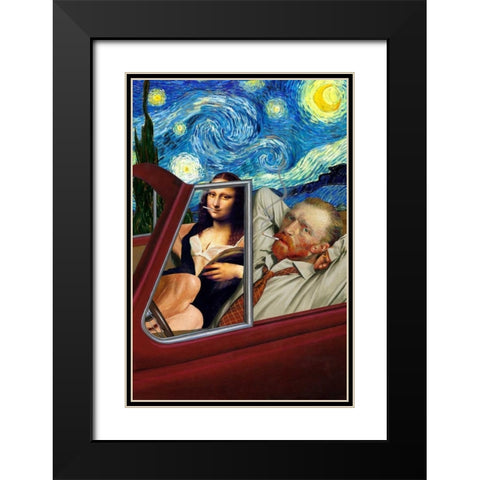 Starry Night Black Modern Wood Framed Art Print with Double Matting by Kite, Barry