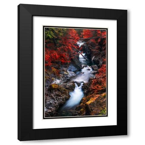 Water in the Fall Black Modern Wood Framed Art Print with Double Matting by Kostka, Vladimir