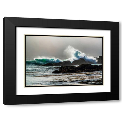 The Wave, Long Beach Black Modern Wood Framed Art Print with Double Matting by Kostka, Vladimir