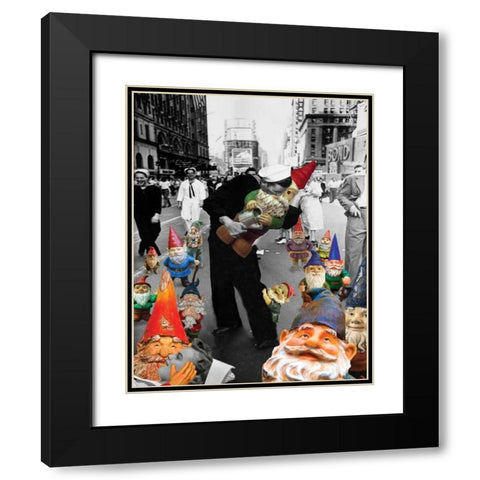 Garden Gnomes - VJ Day Black Modern Wood Framed Art Print with Double Matting by Kite, Barry