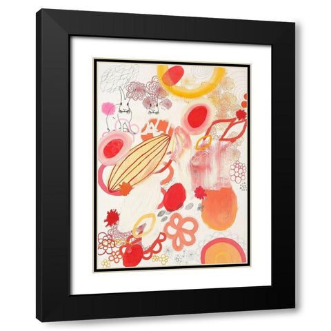 Funnie Bunnies Go To Space Black Modern Wood Framed Art Print with Double Matting by Kleinpeter, Maggie
