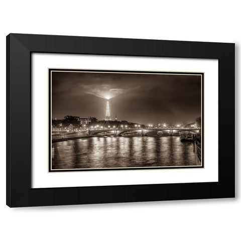 Paris Night Black Modern Wood Framed Art Print with Double Matting by Kostka, Vladimir