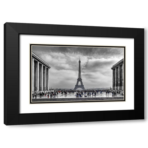 Eiffel Black Modern Wood Framed Art Print with Double Matting by Kostka, Vladimir
