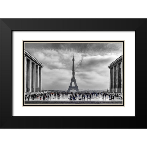 Eiffel Black Modern Wood Framed Art Print with Double Matting by Kostka, Vladimir