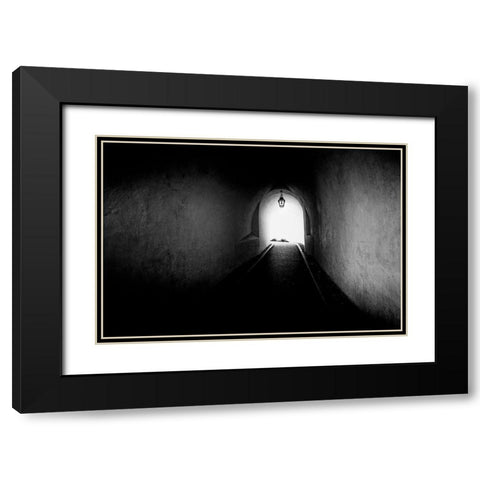Tunnel Black Modern Wood Framed Art Print with Double Matting by Kostka, Vladimir