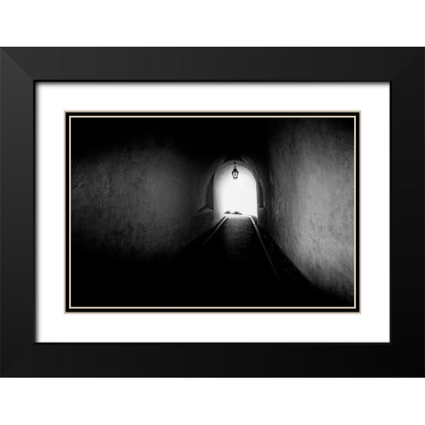 Tunnel Black Modern Wood Framed Art Print with Double Matting by Kostka, Vladimir