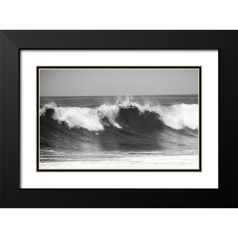 Wave BW Black Modern Wood Framed Art Print with Double Matting by Kostka, Vladimir