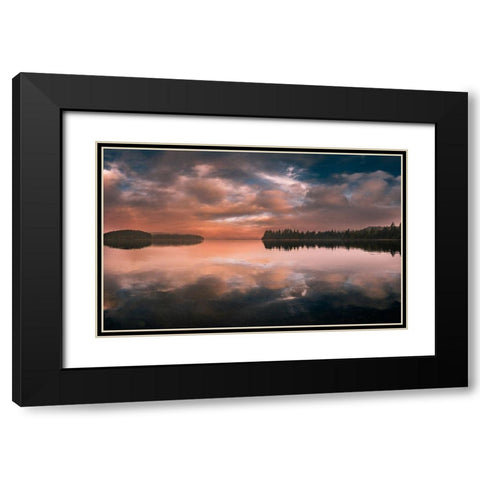 Western Sunset Black Modern Wood Framed Art Print with Double Matting by Kostka, Vladimir