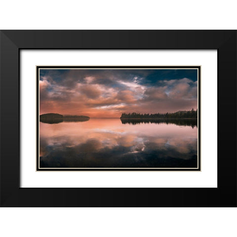 Western Sunset Black Modern Wood Framed Art Print with Double Matting by Kostka, Vladimir