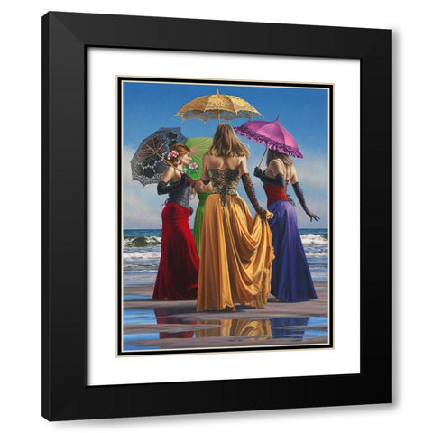Parasols Black Modern Wood Framed Art Print with Double Matting by Kelley, Paul